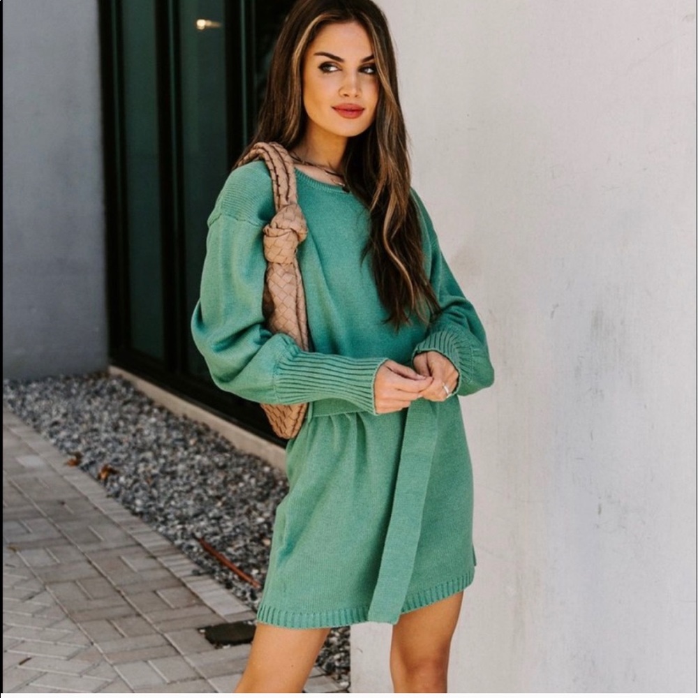 perry belted sweater dress from vici